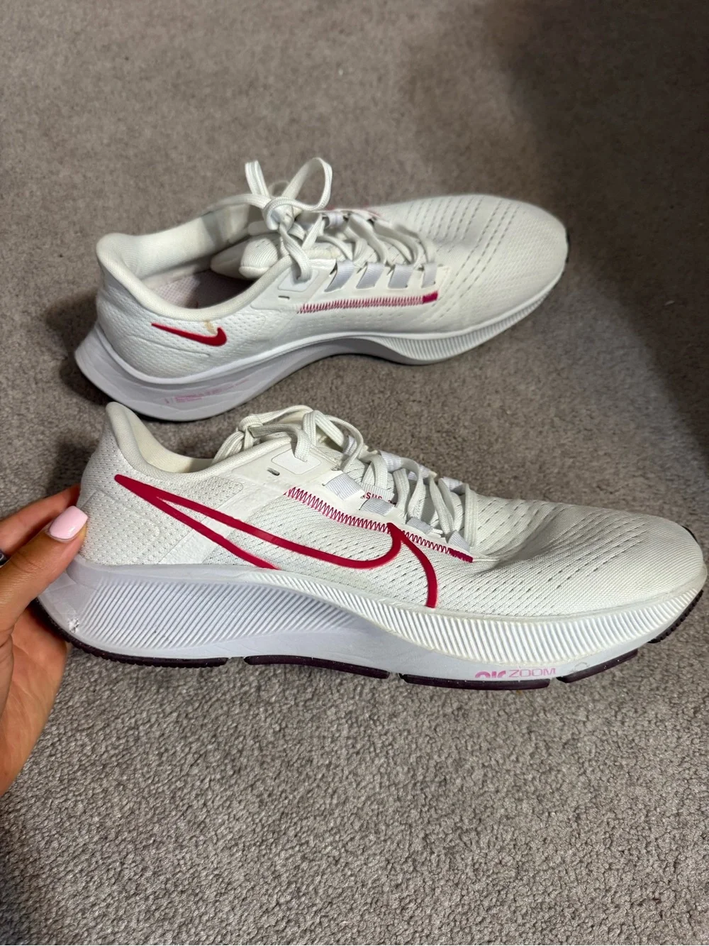 Nike Women's White Running Shoes with Pink Accents